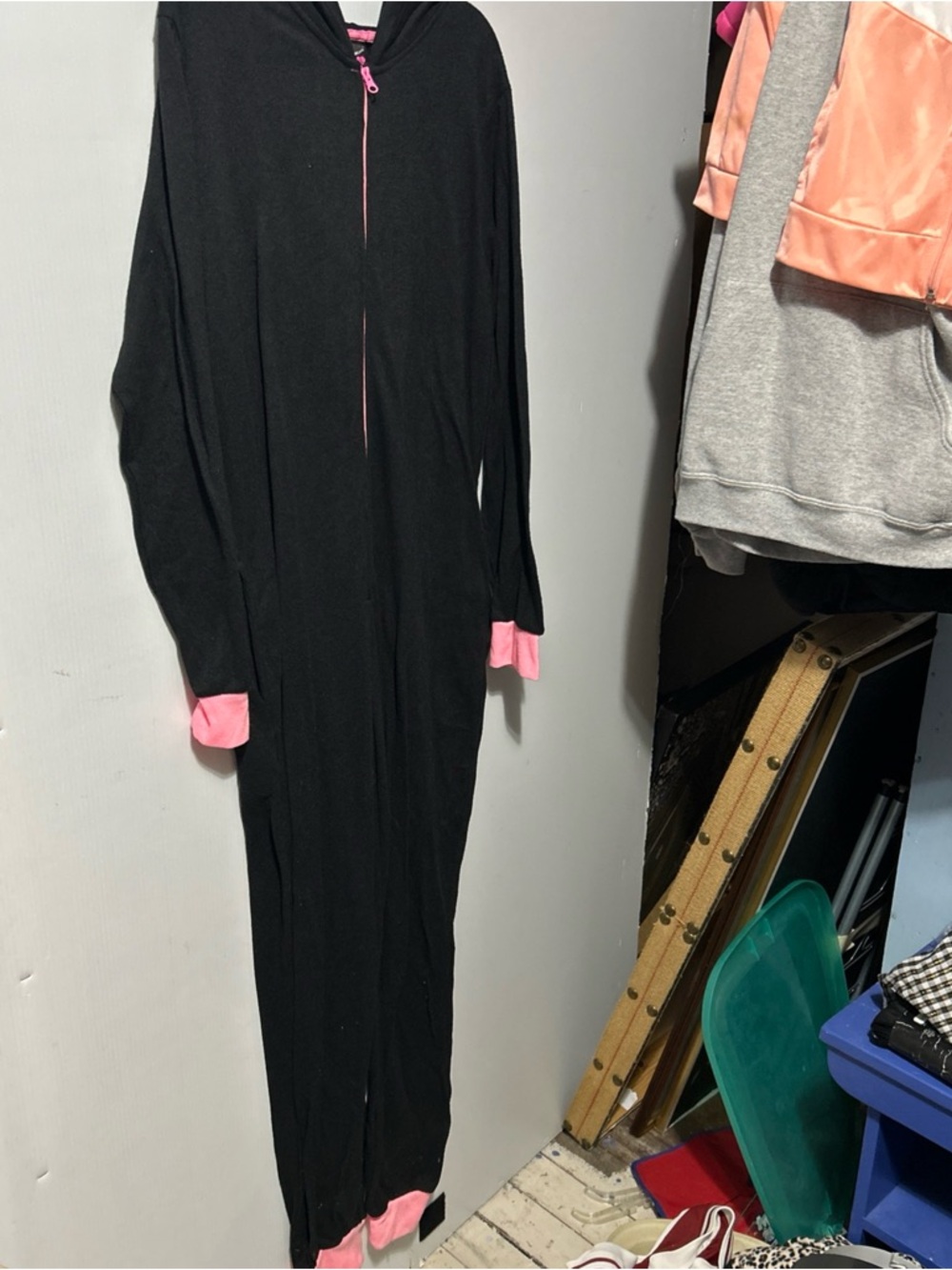 Black Onesie Pajamas with Pink Trim - Women's Sleepwear